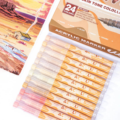 24 Colors Skin Tone Acrylic Paint Pens