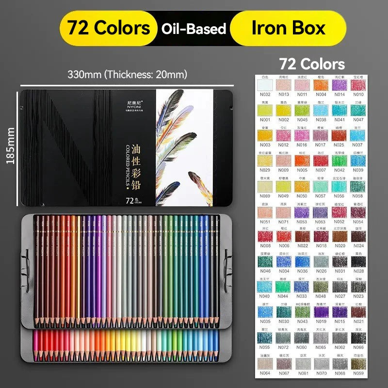 NYONI 24-120Colors Pencils Professional Oil Wood Soft Watercolor Pencil