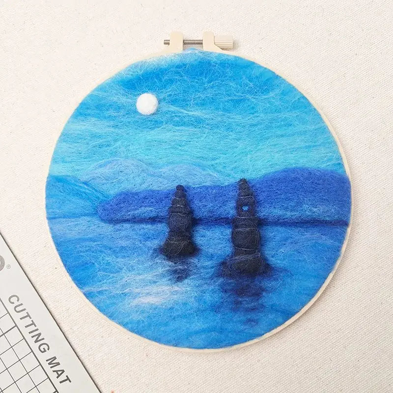 CHENISTORY 20x20cm Frame Wool Felting Painting