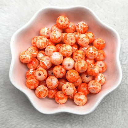 4/6/8/10mm Pattern Round Glass Beads Loose Spacer Beads