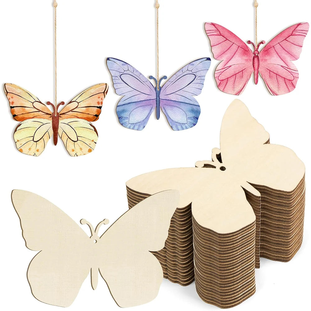 10pcs Wooden Flower Ornaments