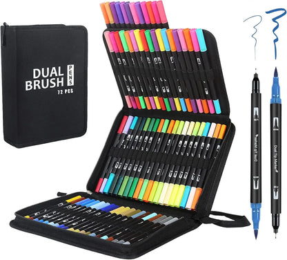Dual Tip Brush Marker Pens with Fineliner  Felt Tip Pens Set,