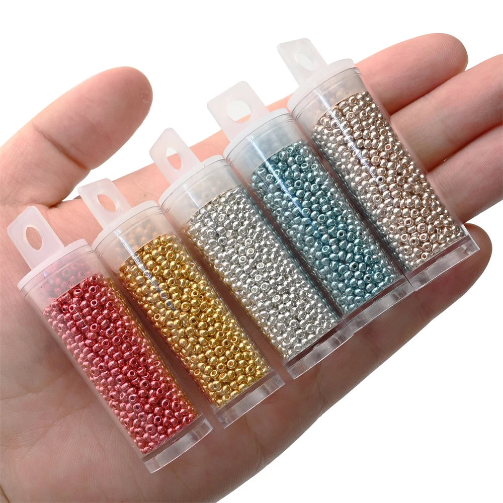 12Grams/Tube 2mm Metallic Seed Beads Japanese Round Glass Seedbeads 1200pcs