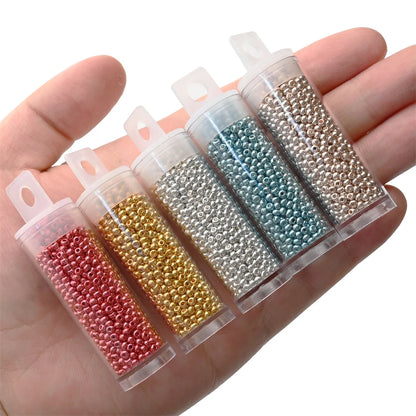 12Grams/Tube 2mm Metallic Seed Beads Japanese Round Glass Seedbeads 1200pcs