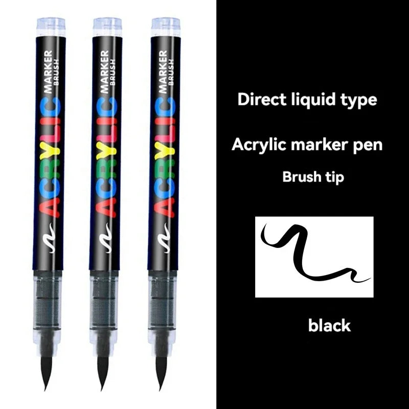 3Pcs Acrylic White Marker Brush Pens