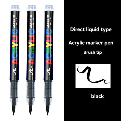 3Pcs Acrylic White Marker Brush Pens