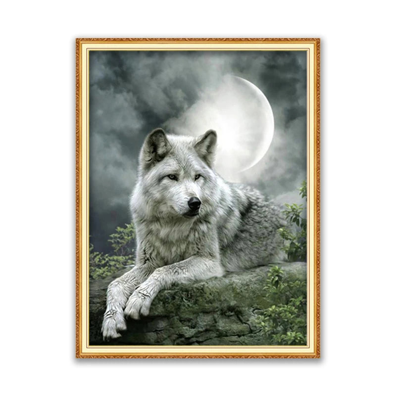 Meian Moon And Wolf DIY Embroidery 11CT Cross Stitch Kits