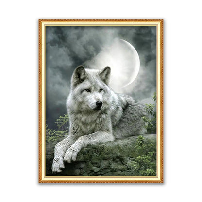 Meian Moon And Wolf DIY Embroidery 11CT Cross Stitch Kits