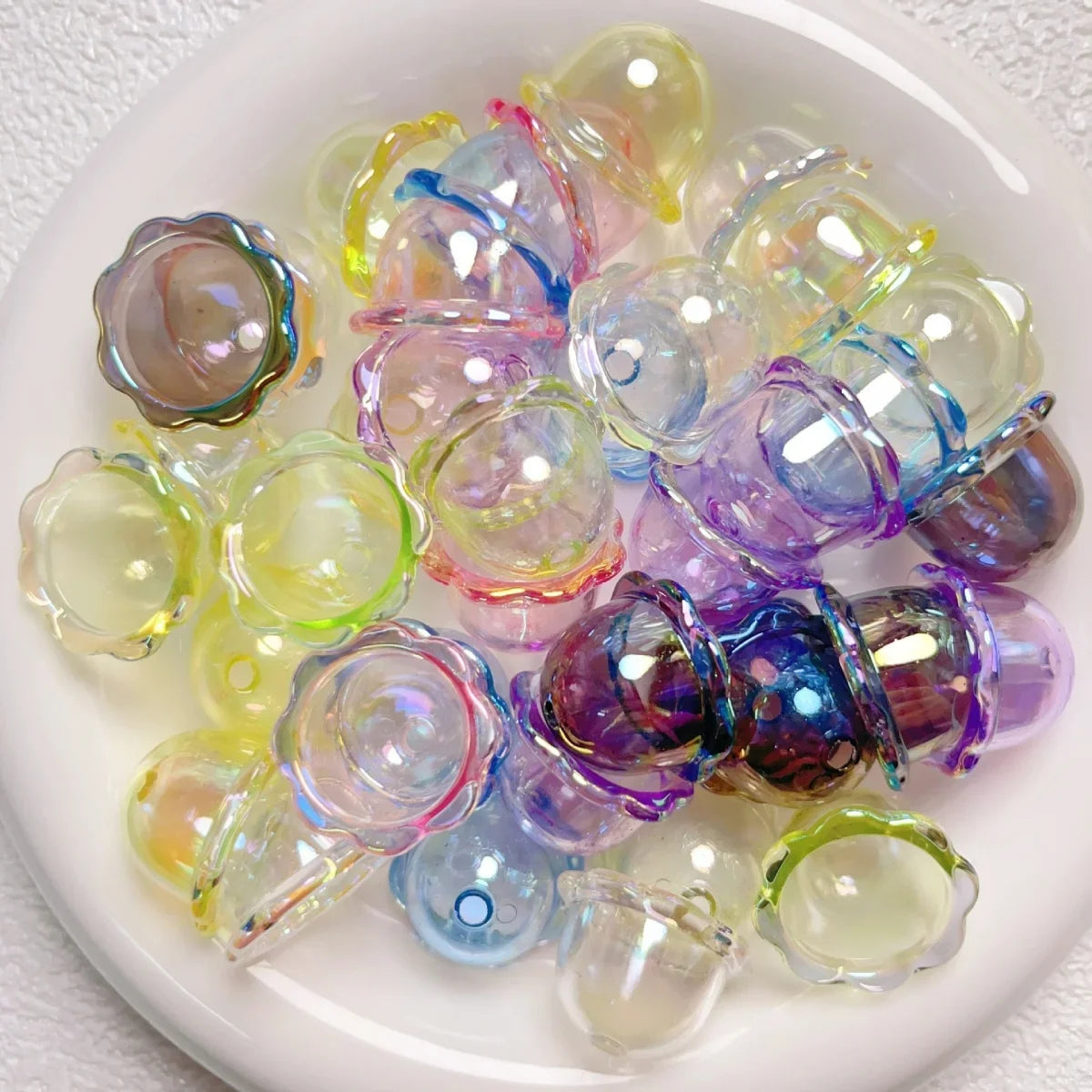 10Pcs/Lot Transparent UV Plated Acrylic Wind Bell Beads Charms