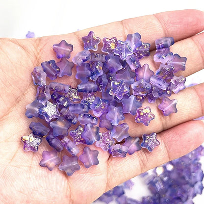 New 30pcs 8mm Five-pointed Star Matte Glass Beads Loose Spacer Beads