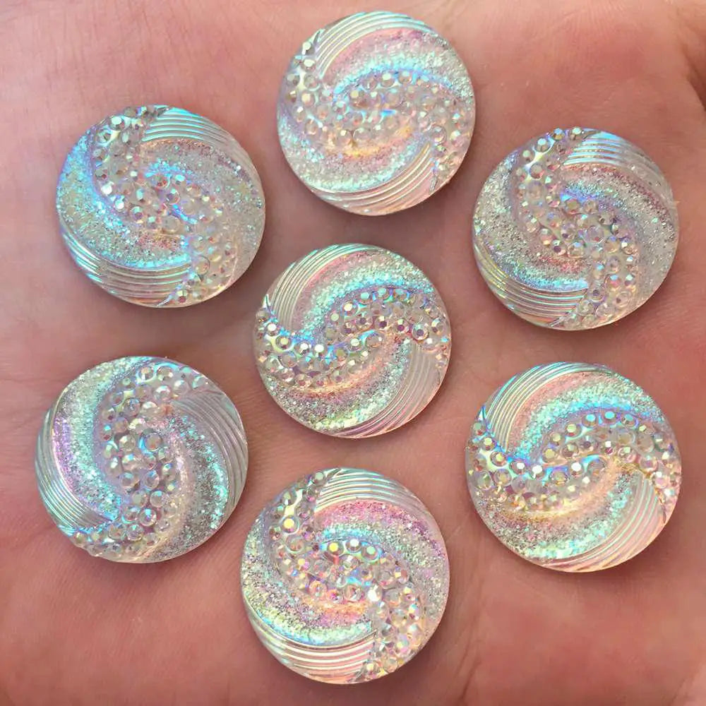 New 20pcs 20mm AB Resin Round FlatBack Rhinestone