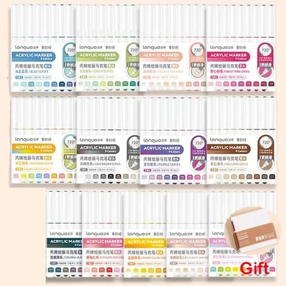 LANGUO 288/9 Colors Acrylic Marker Direct Liquid Soft Brush Paint Pen