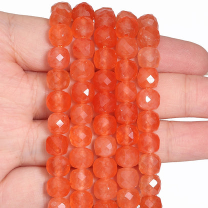 Natural Amethyst Beads 7-8mm Faceted Square Cube Geometric