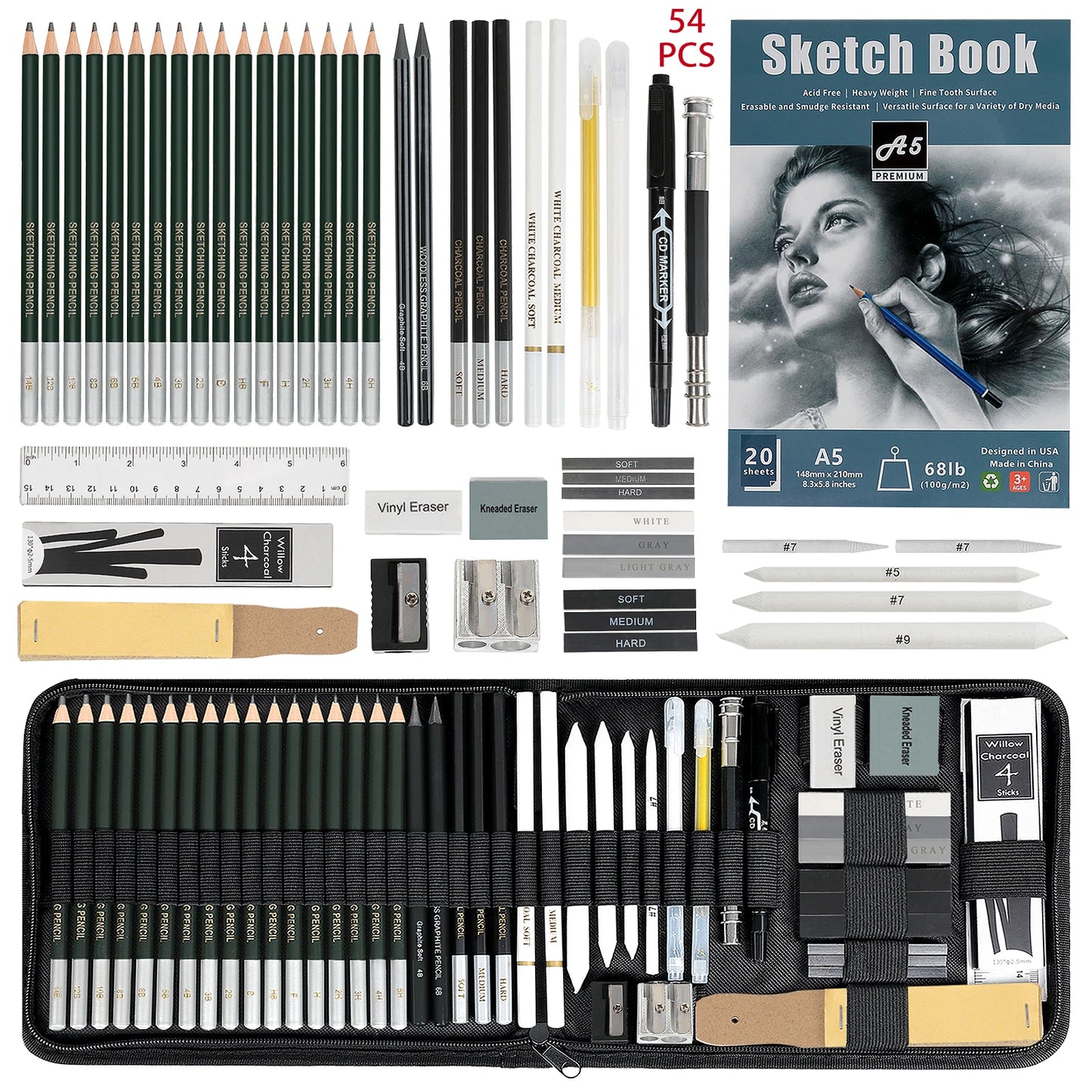 12/20/25/54/70 pcs Drawing Sketching Coloring Set Drawing Pencils & Sketching Kit