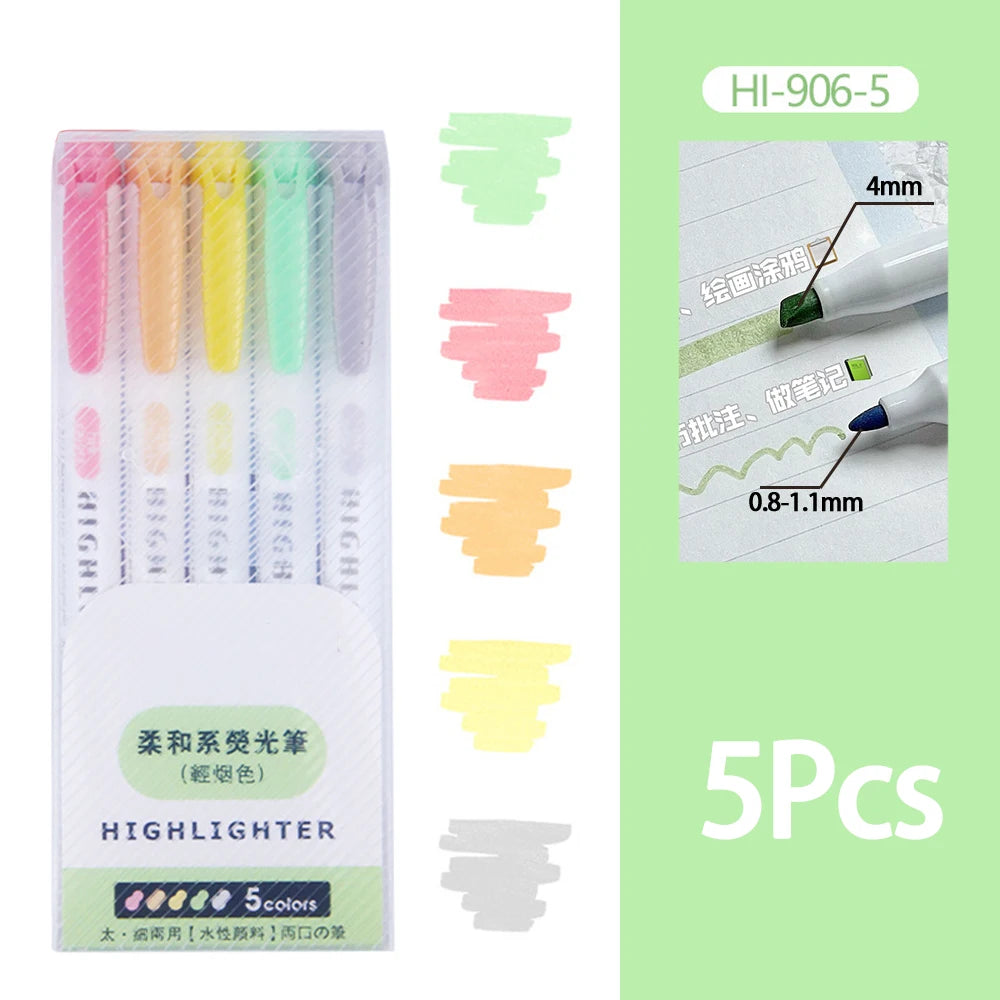 5-15 Colors Double Headed Highlighter Pen Set