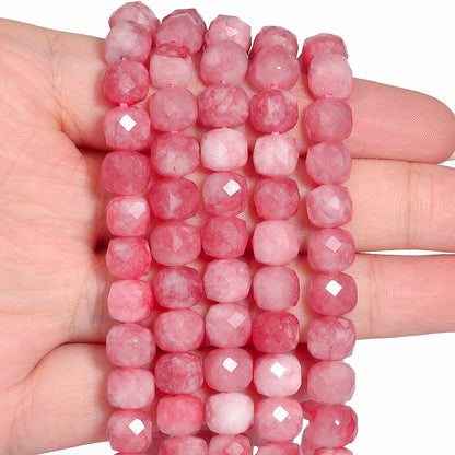 Natural Amethyst Beads 7-8mm Faceted Square Cube Geometric