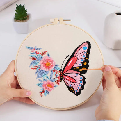 Embroidery Kit Butterfly Printed Pattern for Beginner