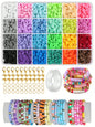2400pcs Bracelet Making Kit with Clay Beads, 24-Color Flat Round