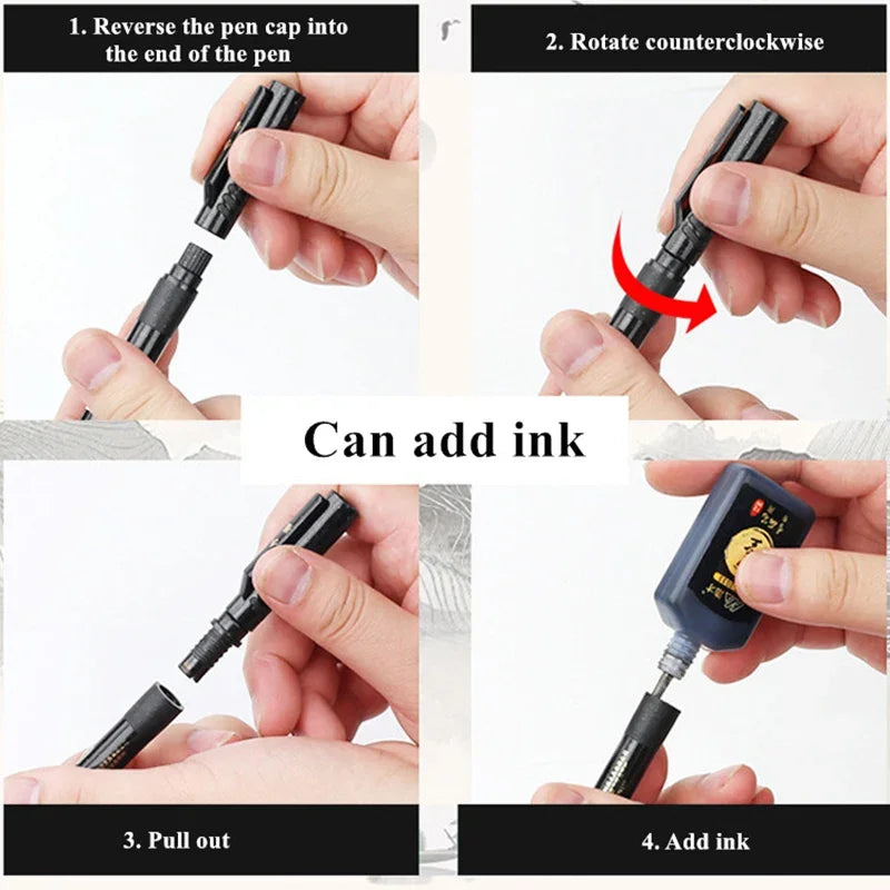 3 Pcs/Set Calligraphy Painting Pen Chinese Brush Pens for Writing Lettering Signatures Soft Brush Tip Refillable Ink  Art Craft