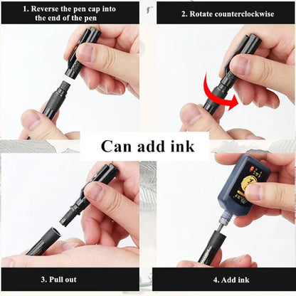 3 Pcs/Set Calligraphy Painting Pen Chinese Brush Pens for Writing Lettering Signatures Soft Brush Tip Refillable Ink  Art Craft