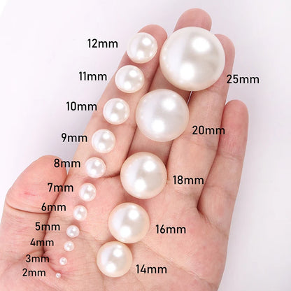 30-1000Pcs Half Flatback Imitation Pearls Beads White/Beige