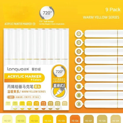 LANGUO 207/9 Colors Direct Liquid Acrylic Marker Soft Brush Paint Pen