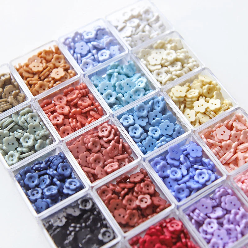 50Pcs Mini Buttons 8mm Mini Resin Flower Shape