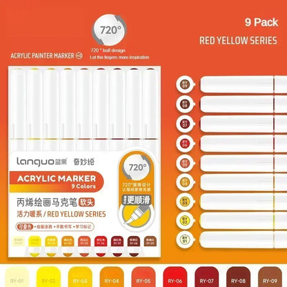 LANGUO 240/9 Colors Acrylic Color Markers Direct Liquid Paint Marker