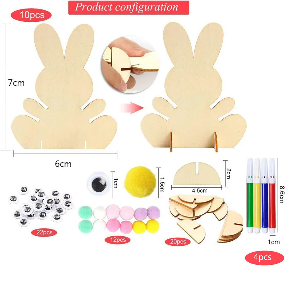 1set Unfinished Wooden Bunny Cutouts