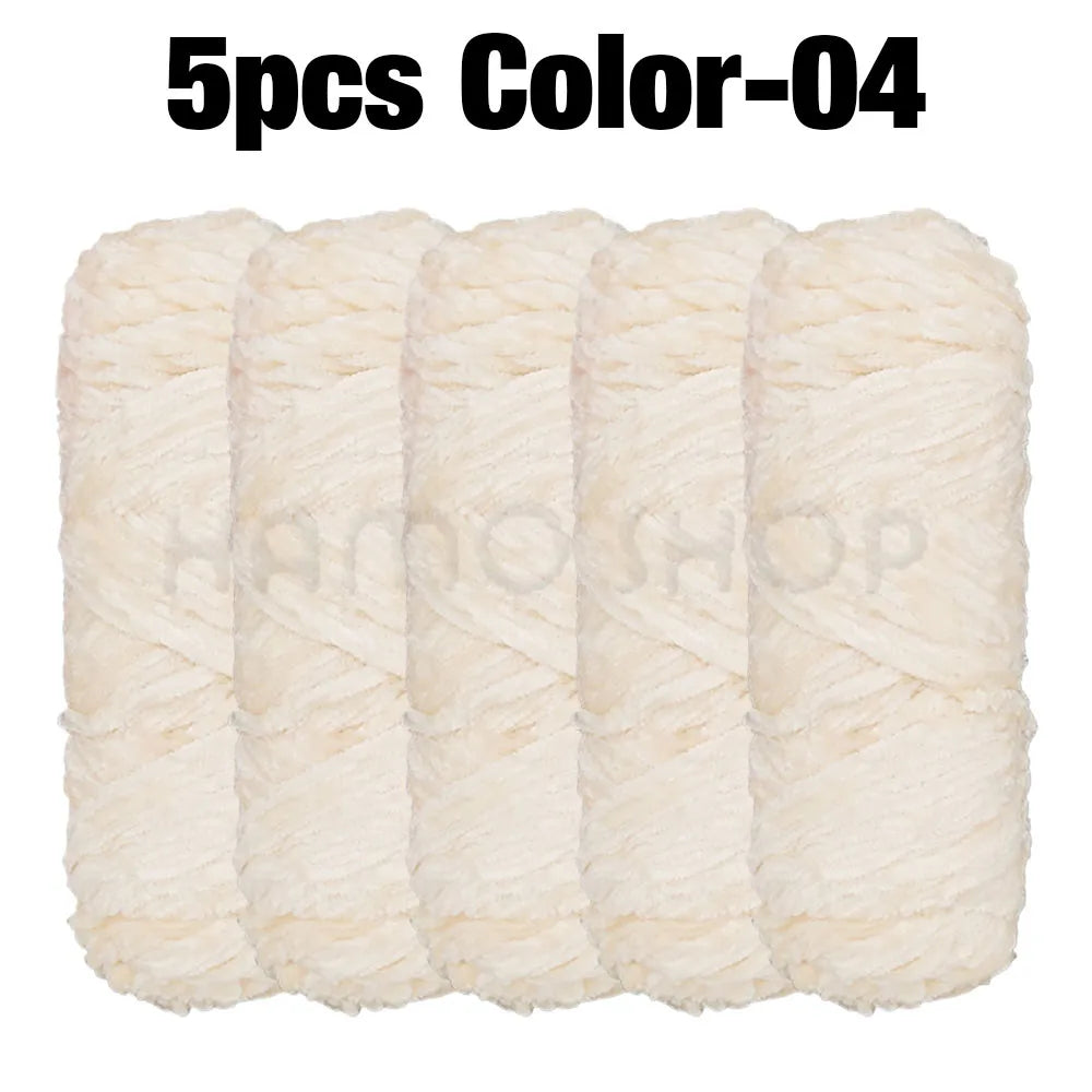 5 Rolls 100g Each Roll Premium Velvet Chenille Yarn