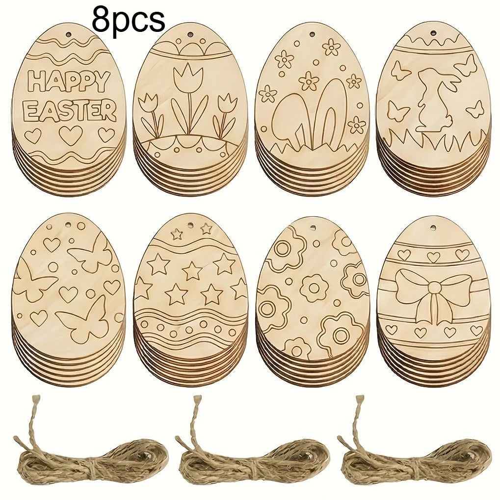 8pcs Easter Wooden Assorted