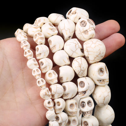 Skull Natural Stone Beads Blue White Turquoise Loose Spacer Beads