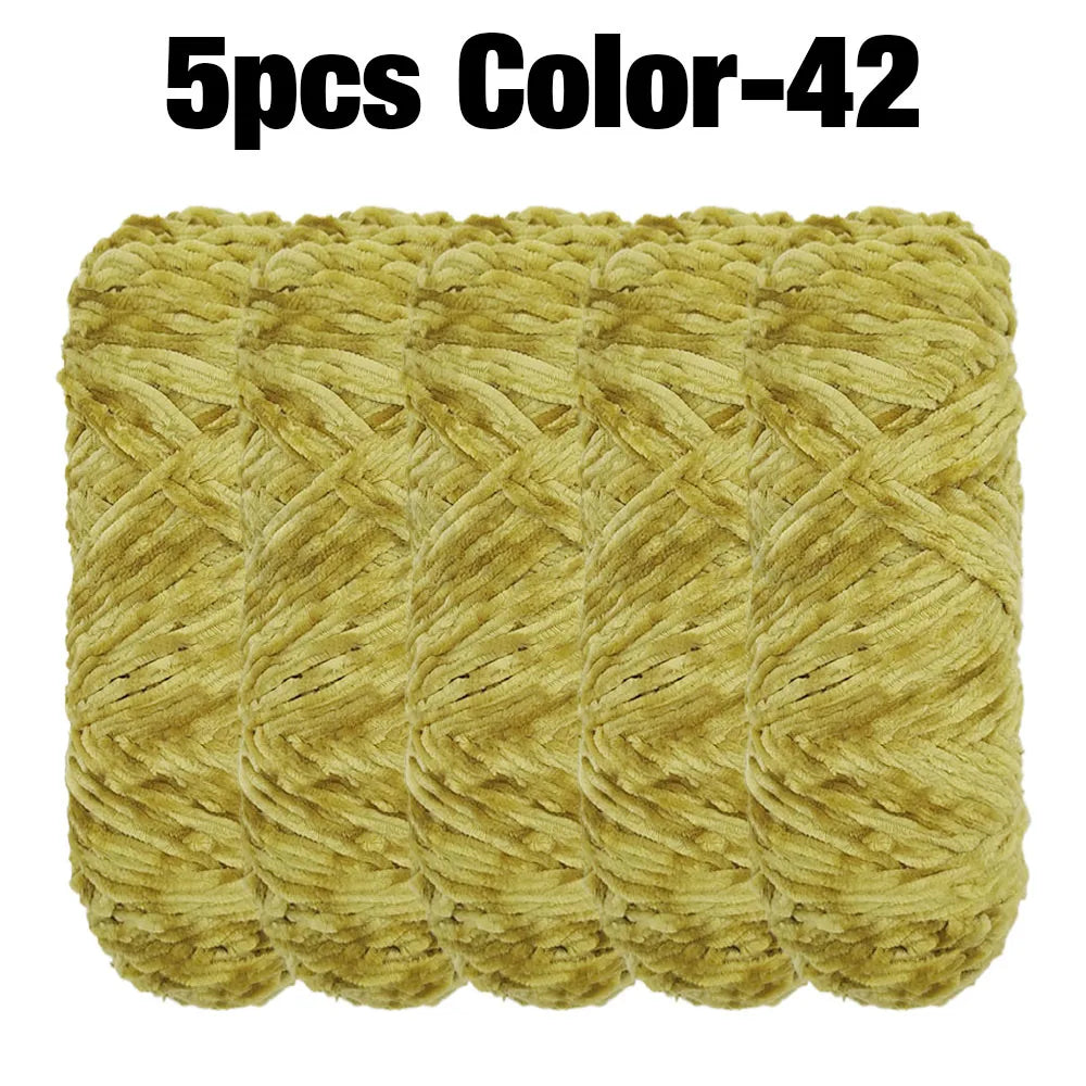 5 Rolls 100g Each Roll Premium Velvet Chenille Yarn