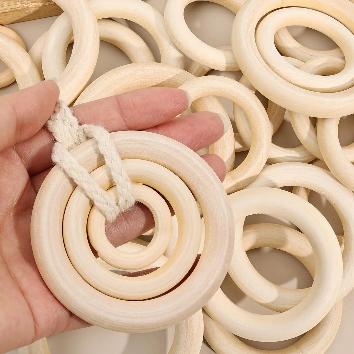 Unfinished Solid Wooden Rings Natural Wood Hoops