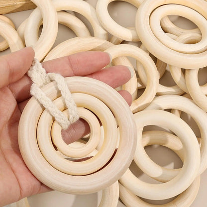 Unfinished Solid Wooden Rings Natural Wood Hoops