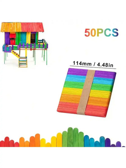 50/100/200 Pieces 11.4cm/4.5 inch Small Wooden Craft Sticks