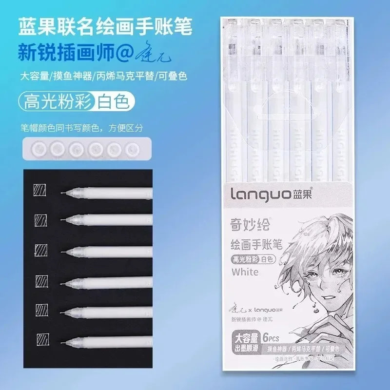 LANGUO 207/4 Colors Glitter Acrylic 0.5/1.0mm Gel Pen