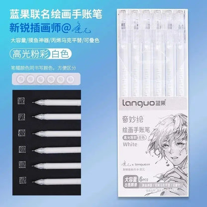 LANGUO 207/4 Colors Glitter Acrylic 0.5/1.0mm Gel Pen