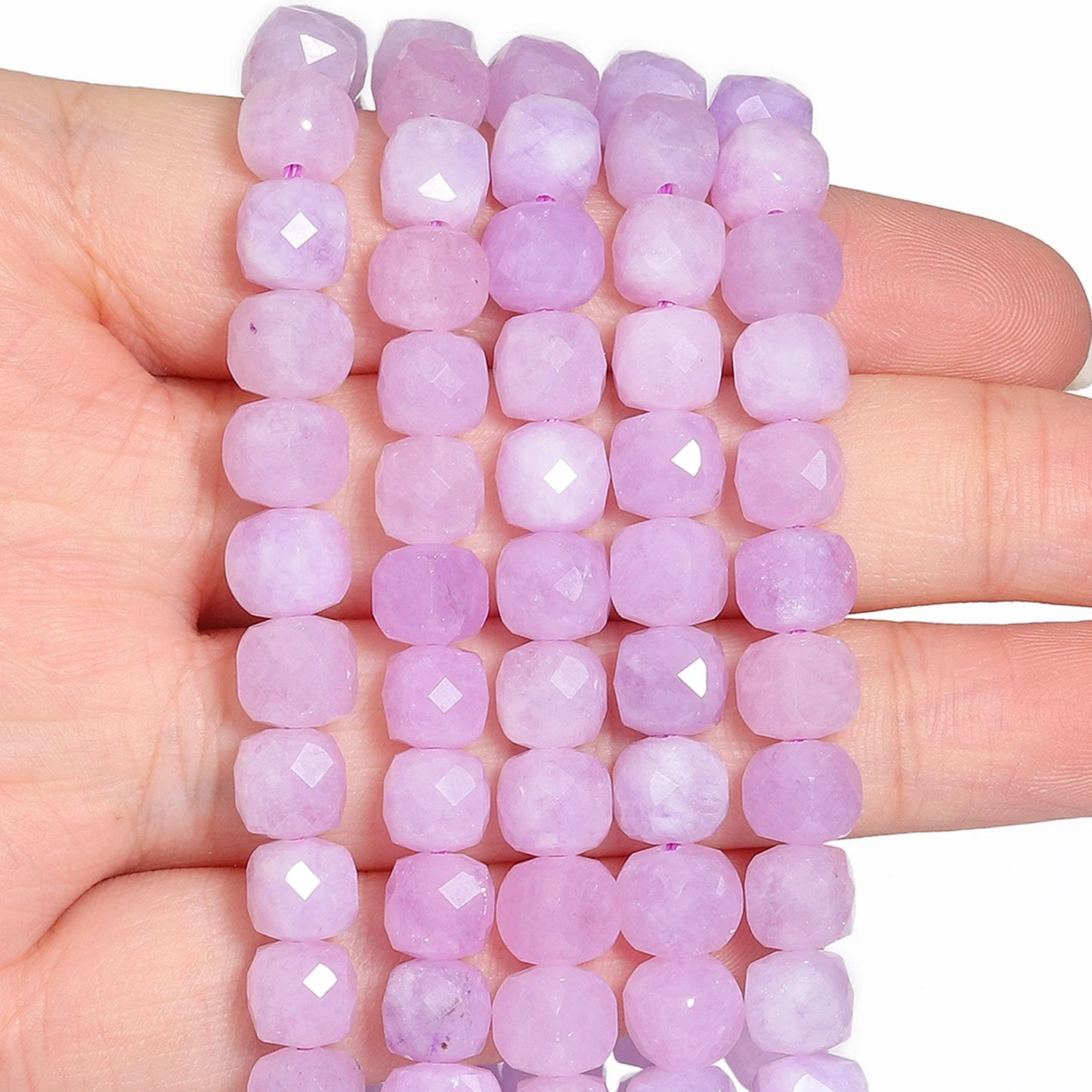 Natural Amethyst Beads 7-8mm Faceted Square Cube Geometric