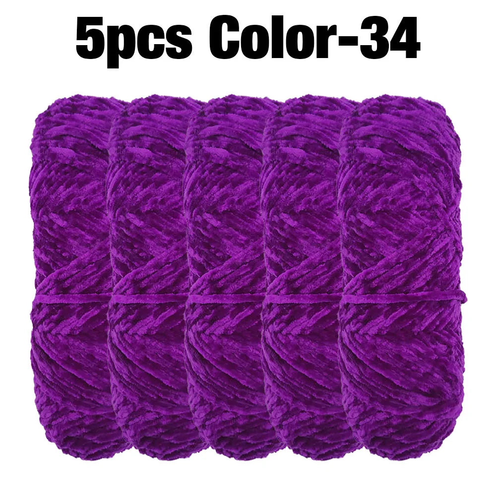 5 Rolls 100g Each Roll Premium Velvet Chenille Yarn