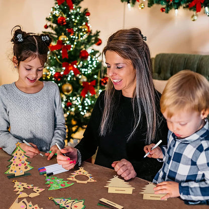 8pcs/set Unfinished Wooden Christmas Tree Cutouts