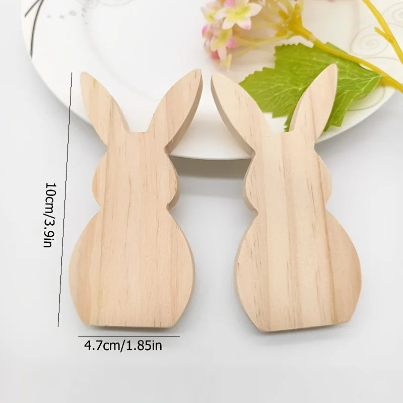 2pcs bunnies ornaments Natural wood