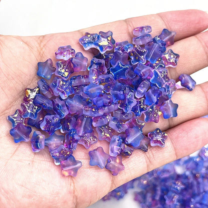 New 30pcs 8mm Five-pointed Star Matte Glass Beads Loose Spacer Beads