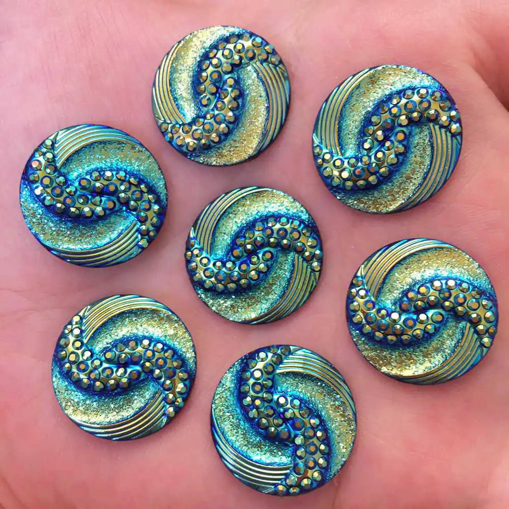 New 20pcs 20mm AB Resin Round FlatBack Rhinestone
