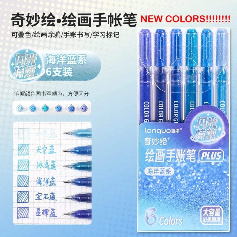 LANGUO 207/4 Colors Glitter Acrylic 0.5/1.0mm Gel Pen