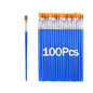 20-200Pcs Painting Brushes Set Art Round Flat Nylon Hair Paint Brush