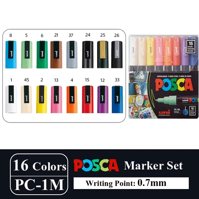 New Uni Posca Marker Pen Set PC-1M/3M/5M/8K/17K