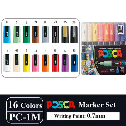 New Uni Posca Marker Pen Set PC-1M/3M/5M/8K/17K