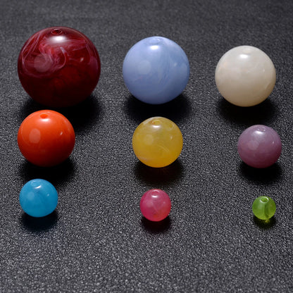 6-18mm Gradient Acrylic Beads Round Cat's Eye  Loose Spacer Beads