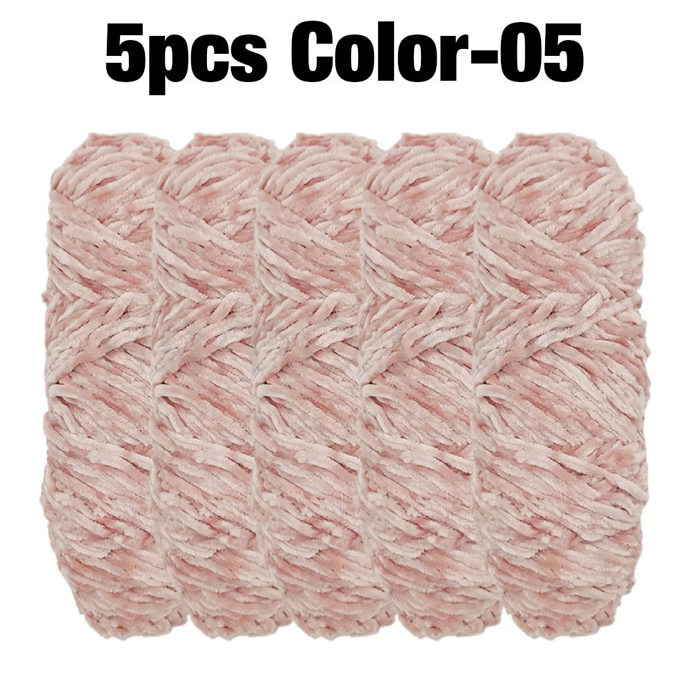 5 Rolls 100g Each Roll Premium Velvet Chenille Yarn